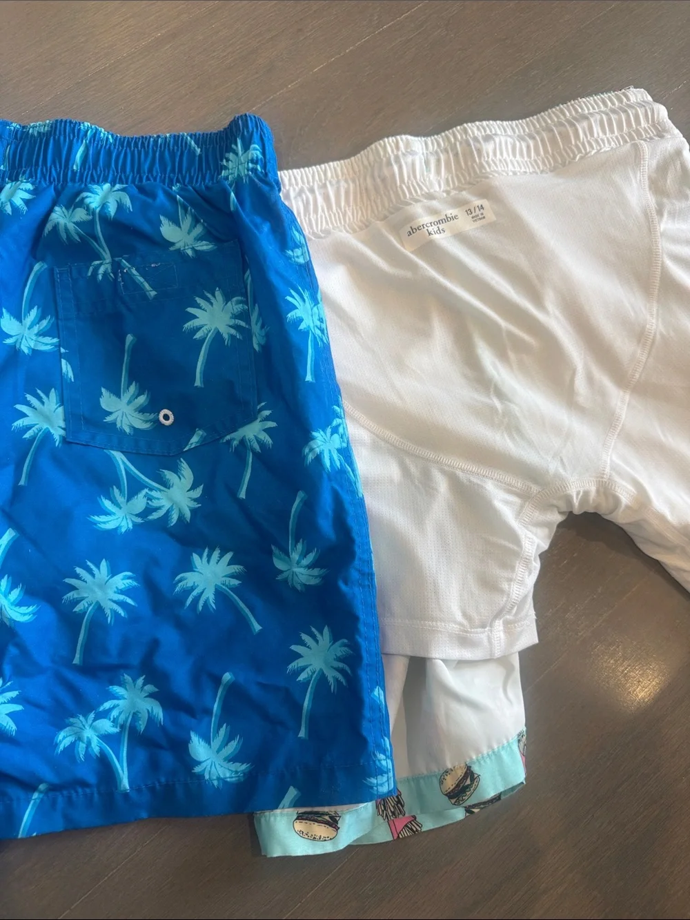 Abercrombie & Fitch Blue Palm Tree Swim Trunks